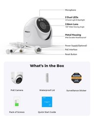 UltraHD 4K (8MP) Outdoor Security IP Turret PoE Camera, 3840×2160, 98ft Night…