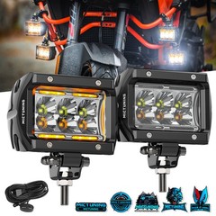 2X 4″ LED Floodlight Pods – White/Amber Offroad Fog Lights for Trucks SUVs UTVs