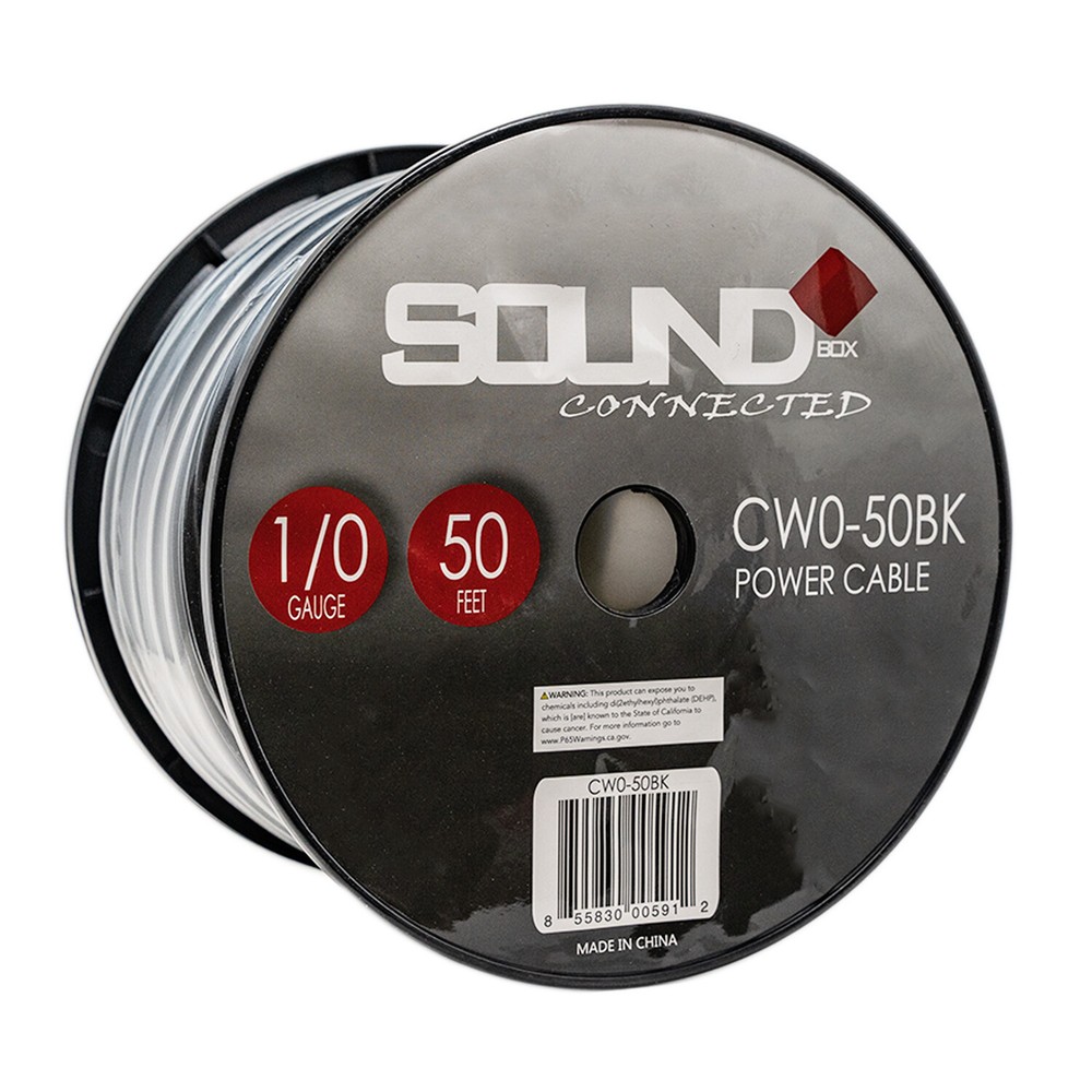 SoundBox CW0-50BK, 0 Gauge 50′ CCA Amplifier Power / Ground Amp Wire Spool