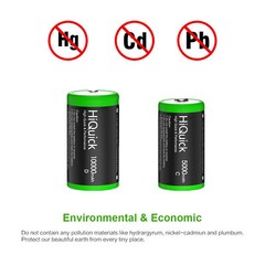 HiQuick C/ D Cell Rechargeable Batteries Pack 1.2V NiMH / Battery Charger LOT