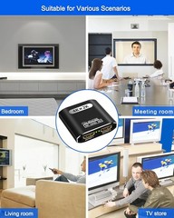 HDMI Splitter 1 In 2 Out – Aluminum 4K Signal V1.4 Powered HDCP Bypass Supports