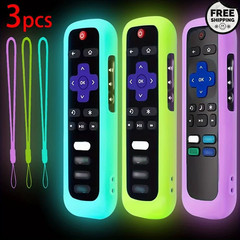 3P Silicone Remote Control Cover For Roku Glow-In-The-Dark TV Remote Holder Case
