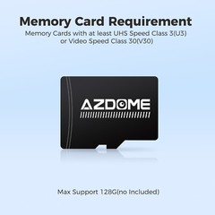 AZDOME 3 Channel Dash Cam 1080P+1080P+VGA 24H Parking Mode Night Vision G-sensor