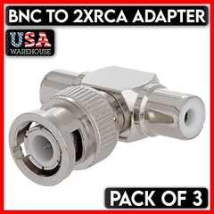 Dual RCA Female to BNC Male Adapter Coax Connector Splitter Converter 3 Pack