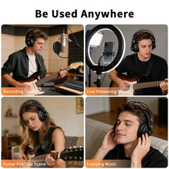 JOYO Wired Stereo Monitor Headphones Studio Headphones Over Ear Noise Canceling
