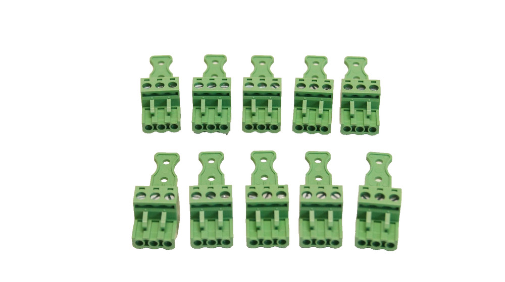 Lot of 10x – 3 Pin Green Screw Terminal Block Plug Connector Euroblock Phoenix