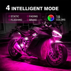 8 Pods Million Multi-Color RGB Motorcycle Underglow Neon LED Accent Lights Kit