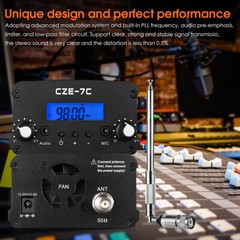 7W Wireless FM Transmitter for Church Long Range Stereo Broadcast Station Radio