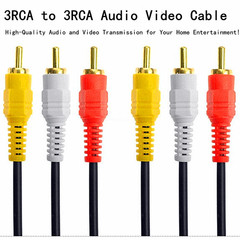 6ft 3-RCA Red White Yellow Composite Stereo Audio Video AV Cable Cord VCR DVD