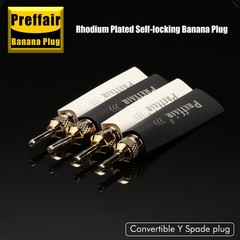 4PCS Brass Rhodium Plated Hi-end Audio Banana Plug Solder Locking Male Connector