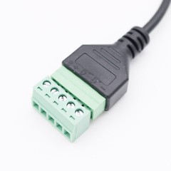 1FT USB A Male to 5 Pin Screw Terminal Connector Plug with Shield Adapter Cable