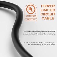 8K HDMI Fiber Optic Cable CL2 Rated 15 Feet 48Gbps 8K60Hz 4K120Hz Dynamic HDR