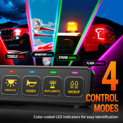 4 Gang Switch Panel LED Light Circuit Control Relay System Box Truck Offroad