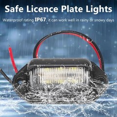 2 PCS White LED License Plate Light, 6-SMD Waterproof Tag Lights, 2 PCS