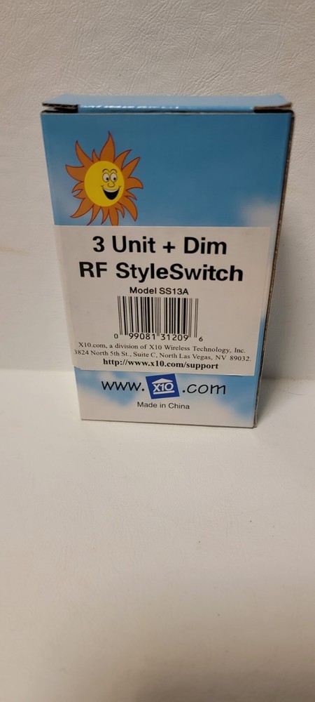 X10 SS13A Slimline Decorator Wireless Wall Controller 3 Addresses + Dim