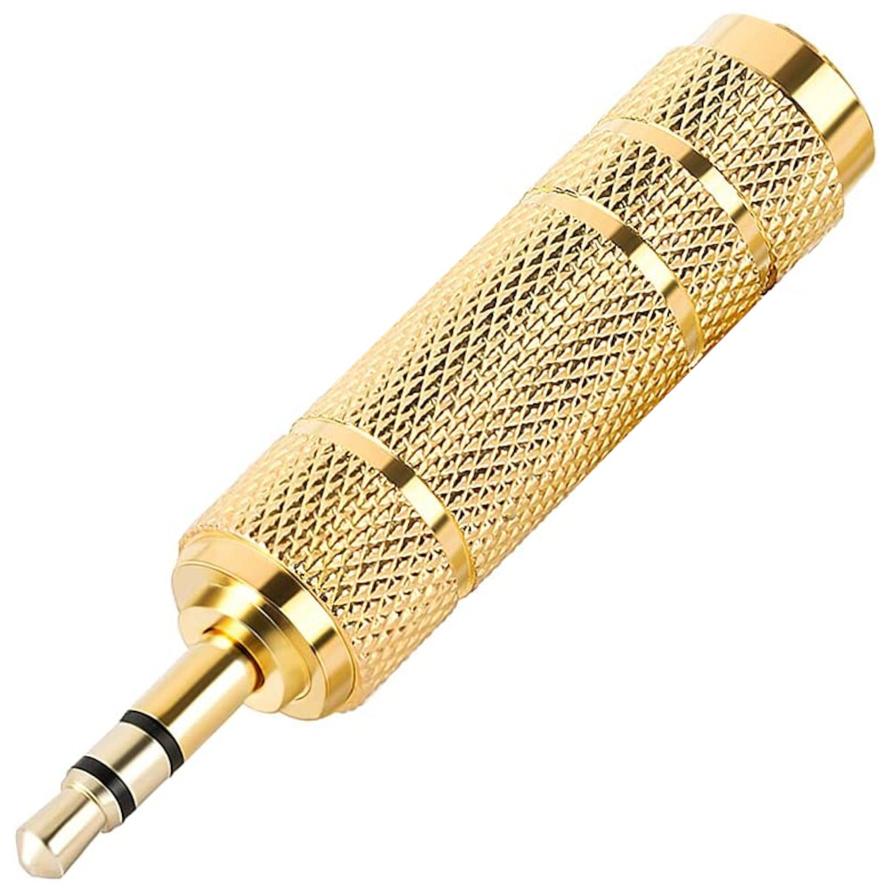 6.35mm 1/4″ Female to 3.5mm 1/8″ Male TRS Stereo Audio Headphone Mic Adapter