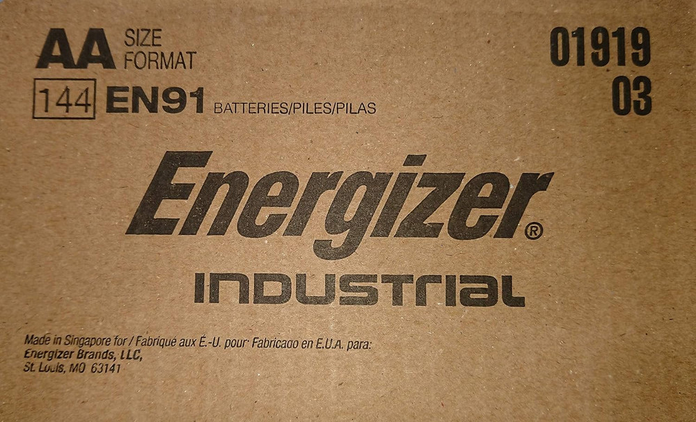 EN91 Industrial Alkaline Batteries, AA (Box of 144 Batteries)