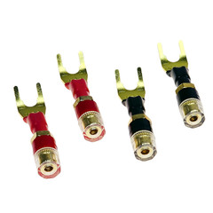 4-Pack Gold Plated Speaker Wire Adapters – Spade to Banana Plug Connectors for S