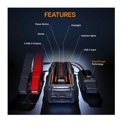 Veratek V6 Pro Portable Vehicle Jump Starter with 12V Battery Booster