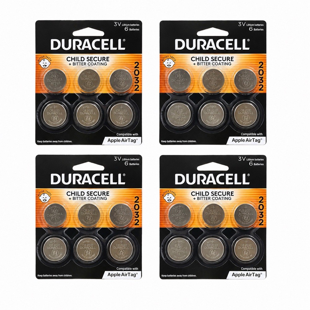 4x Lot Duracell Genuine CR2032 2032 3V Lithium Coin Cell Batteries- 24 Batteries