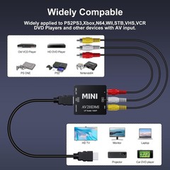 RCA to HDMI, AV to HDMI Converter, 1080P Mini RCA Composite CVBS Video Analogue
