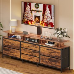 GUNAITO TS-HD049RB-SL TV Stand with Adjustable Mount for TVs up to 75 in, Rustic