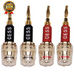 CESS-220 Pin Banana Plug to 4Mm Female Banana Jack/Speaker Wire, 4 Pack (Braided