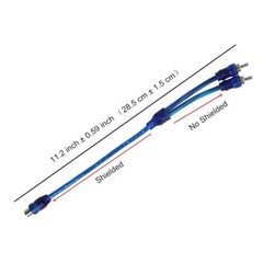 2pcs RCA Y Splitter Audio Jack Cable Adapter 1 Female to 2 Male Connector Blue