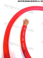 10 ft 1/0 Gauge AWG 5′ BLACK & 5′ RED Oversized Power Ground Wire Sky High