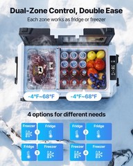 VEVOR Car Refrigerator 48 QT Compressor Electric Cooler with Wheels & Dual Zone