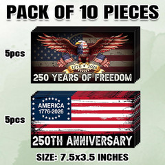 10Pcs 250 Anniversary Bumper Sticker America National Flag Eagle 250 Years of Fr