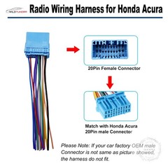 20Pin Car Radio Wiring Harness for Honda 1998-2010 Acura 1999-2008 with Radio