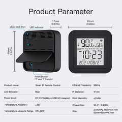MOES WiFi IR Smart Thermometer Sensor + Remote Control For Air Conditioner TV DT