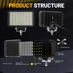 2x LED Work Lights for Tractor Excavator Loader Truck Off-Road Heavy Duty IP68