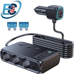 9in1 Car Cigarette Lighter Socket Splitter USB C Fast Charger 3Way Power Adapter
