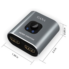 HDMI Switch 4k@60hz Splitter, GANA Aluminum Bidirectional Grey (No Cable)
