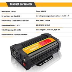 16000W 6000W 4000W Car Power Inverter DC 12V To AC 110V Solar Converter US