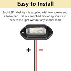 2 PCS White LED License Plate Light, 6-SMD Waterproof Tag Lights, 12V-24V DC Lam