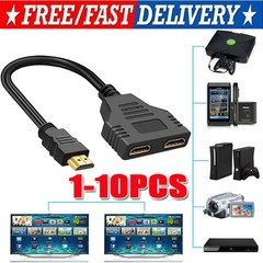4K HDMI Cable Adapter Male To Dual Female 2.0 Converter 1 in 2 out Splitter lot