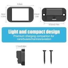 12V USB Outlet Surface Mount Lightweight PD USB C 30W and QC 3.0 18W Ports for