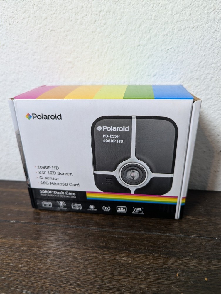 Polaroid PD-E53H 1080P HD Dash Cam with 16GB Memory Card Wide Angle New SEALED