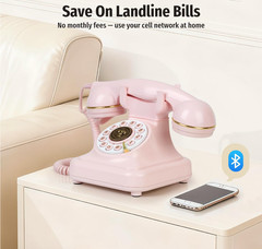 Bluetooth Retro Home Phone Speakerphone Black White Pink Hands-Free