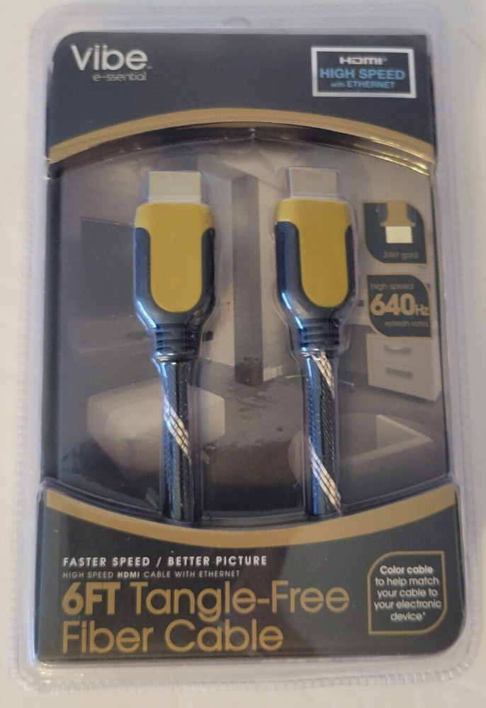 HDMI FIBER CABLE/CORD 6FT TANGLE FREE HIGH SPEED W/ETHERNET 1080P 3D VIDEO 24KT