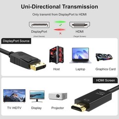 4K Display Port DP to HDMI Cable Adapter Converter 2160P 60Hz HDR UHD Dolby 6ft