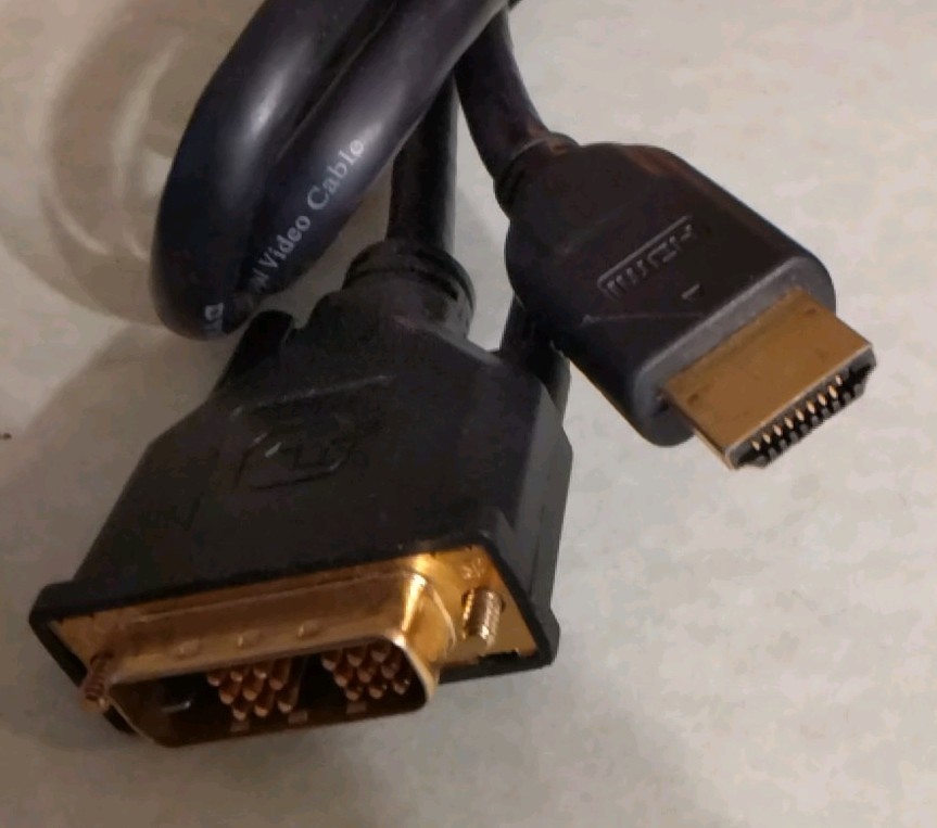 DVI-D SINGLE LINK MALE TO HDMI MALE 6 FOOT BLACK. DYNEX HIGH DEFINITION CABLE