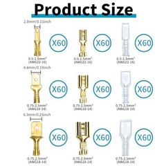 360pcs 2.8mm 4.8mm 6.3mm Male and Female Spade Connectors Kit with Insulating