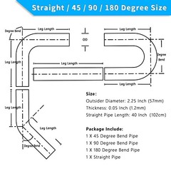 2.25 Inch DIY Custom Mandrel Exhaust Pipe Tube Pipe, 40 Inch Straight Pipe,