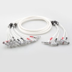 Pair Silver Plated HiFi Audio Bi-wire Speaker Cable Banana Plug Loudspeaker Cord