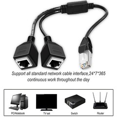 RJ45 Splitter Adapter 1 to 2 Port Ways CAT 7 6 5 LAN Ethernet Cable Connector