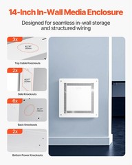 VEVOR Structured Media Enclosure 14 in Recessed in-Wall TV Media Box with Cover